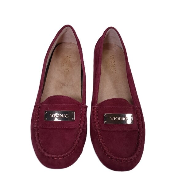 Vionic 456 Sydney Loafers Women 7 Dark Red Suede Leather Slip On Moc TVW4105 - Picture 7 of 14
